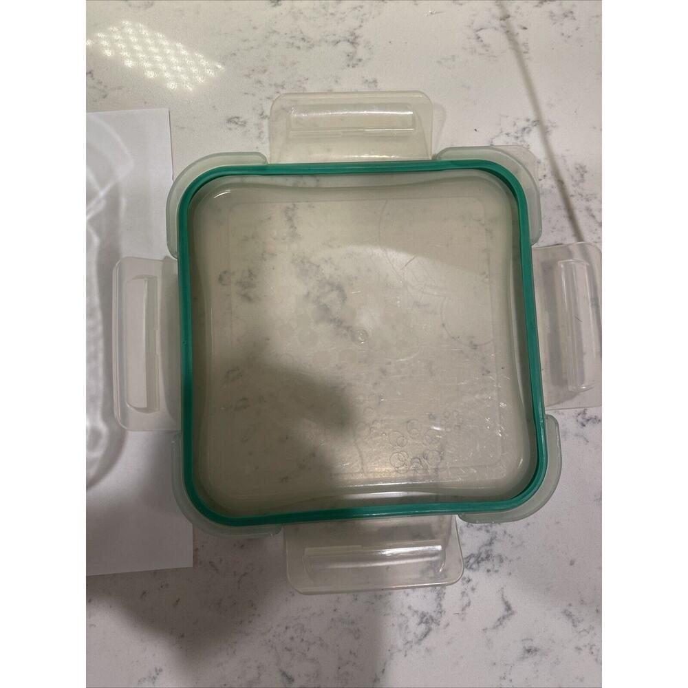 Pyrex 4 Cup 950 ML #8704 Blue Tint Square Glass Dish With Locking Lid - Picture 3 of 8